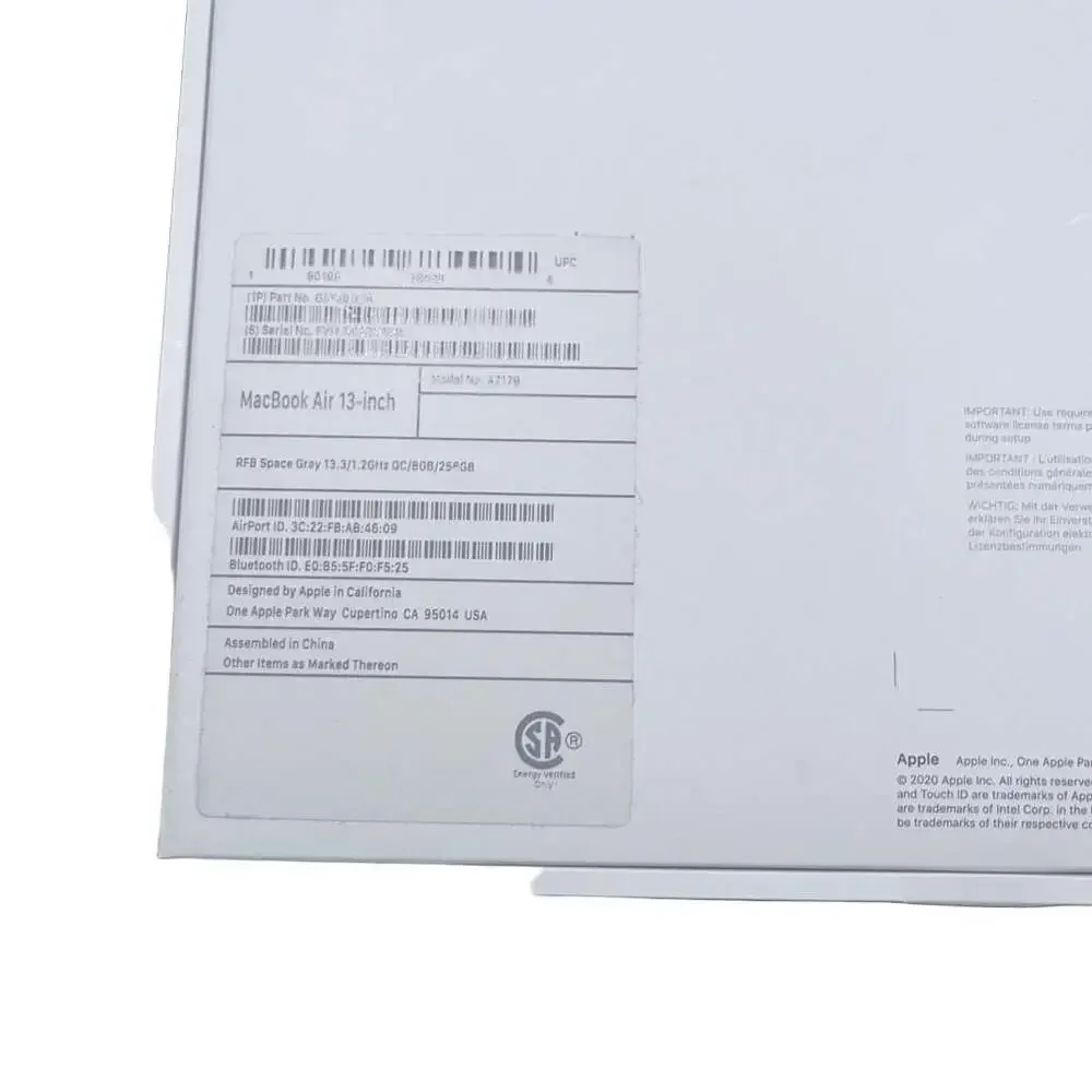 Apple MacBook Air 13-inch Empty Box Only Model A2179 Space Gray